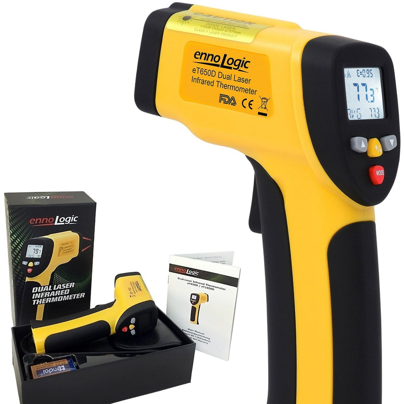 ennoLogic Temperature Gun (NOT for Body Temperature) - Dual Laser Non-Contact Infrared Thermometer -58°F to 1202°F - NIST Option Available - Accurate Digital Surface IR Thermometer eT650D
