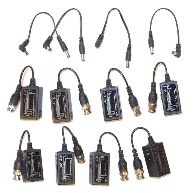Evertech 4 Pairs (8 pcs) RJ-45 to BNC Converter Video Baluns with Power Connectors for Security CCTV Surveillance Camera