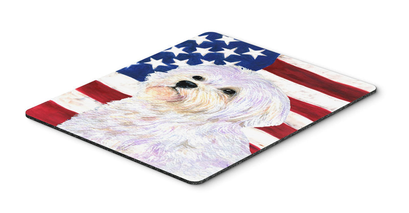 Caroline's Treasures SS4043MP USA American Flag with Maltese Mouse Pad, Hot Pad or Trivet, Large, Multicolor