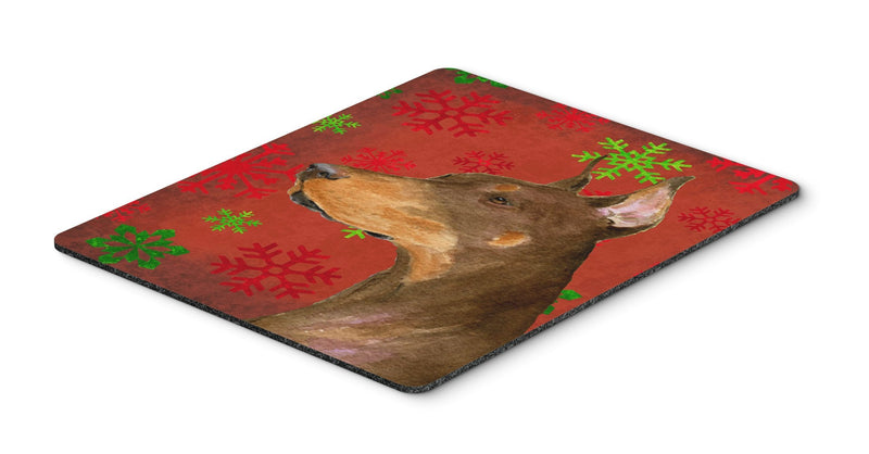 Caroline's Treasures SS4675MP Doberman Red and Green Snowflakes Christmas Mouse Pad, Hot Pad or Trivet, Large, Multicolor
