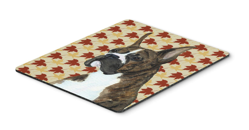 Caroline's Treasures SS4348MP Boxer Brindle Fall Leaves Portrait Mouse Pad, Hot Pad or Trivet, Large, Multicolor