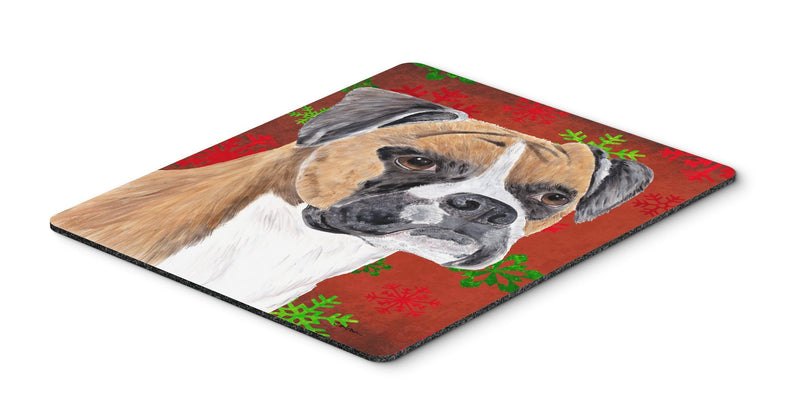 Caroline's Treasures SC9430MP Boxer Red and Green Snowflakes Holiday Christmas Mouse Pad, Hot Pad or Trivet, Large, Multicolor