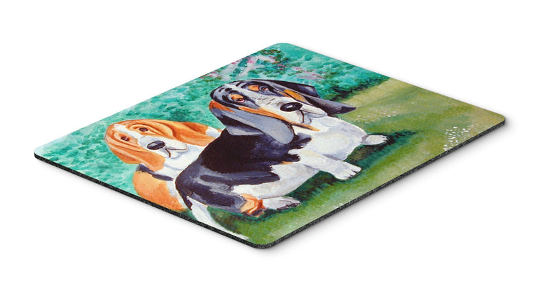 Caroline's Treasures 7061MP Basset Hound Double Trouble Mouse pad, hot pad, or Trivet, Large, Multicolor