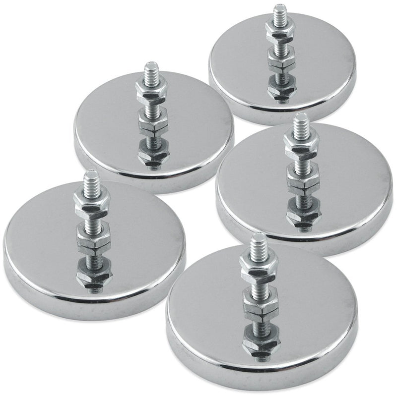 Master Magnetics Round Base Magnet - Magnetic Fastener/Magnets with Holes, 2.04â€ Diameter, 1.25â€ Total Height, Holds 35 Pounds (Box of 5) RB50B3NX5 Low Carbon Steel