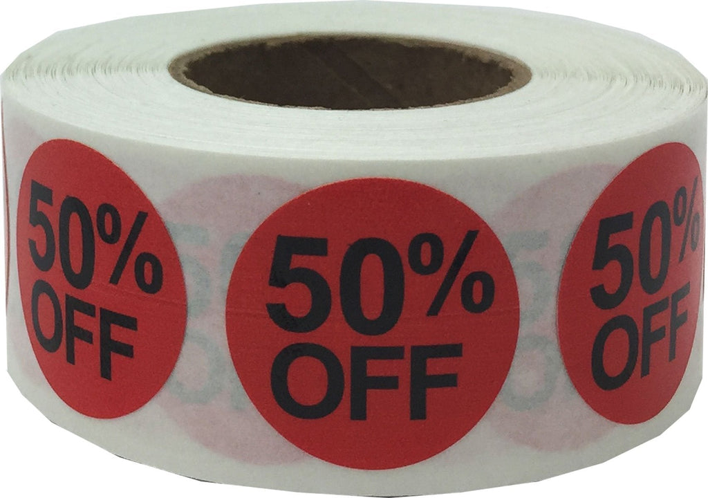 50% Percent Off Stickers for Retail 0.75 Inch 500 Adhesive Labels