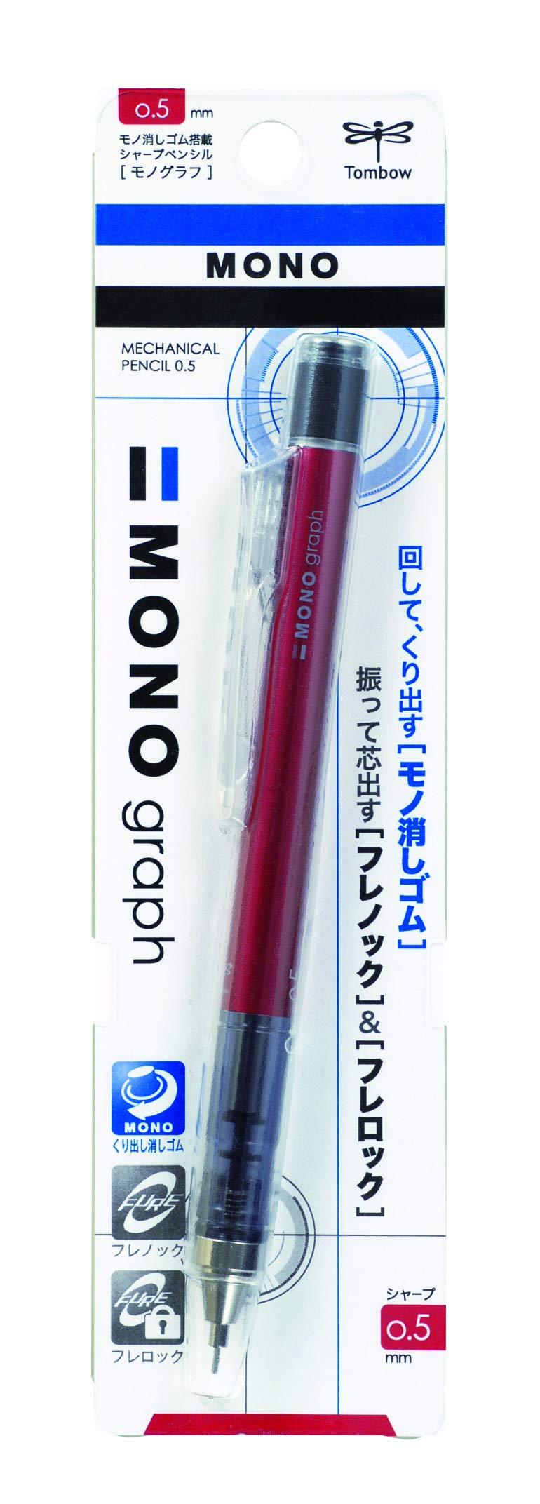 Tombow Mono Graph Shaker Mechanical Pencil 0.5mm, Red Body (SH-MG31)