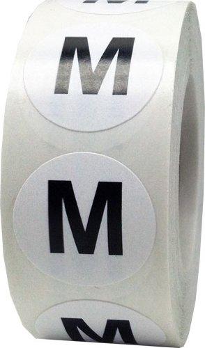 M Clothing Labels Round Circle Stickers for Retail Apparel 3/4 Inch 500 Adhesive Stickers
