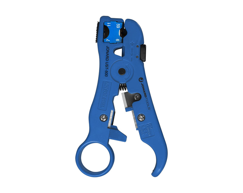 Jonard Tools UST-525 Universal Cable Stripping Tool with Cable Stop for Coax, Network, and Telephone Cables RG59/6 & 7/11 COAX Stripper w/ Stop