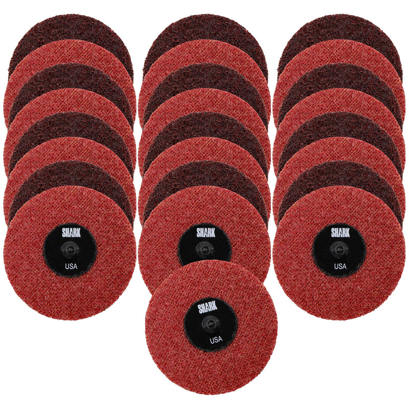 Shark Industries PN-13020 25-Pack Burgundy/Medium Quick Change Surface Conditioning Discs, 3” Diameter – Medium Grit for Sanding, Finishing, Rust Removal & More on All Metals (25 Discs)