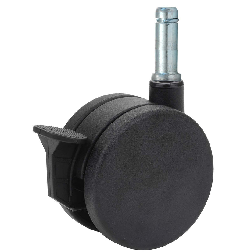Twin Wheel Caster Solutions TWUN-75N-G24-BK-B 3" Diameter Nylon Wheel Unhooded Brake Caster, 7/16" Diameter x 1-3/8" Length Grip Ring Stem, 132 lb Capacity Range