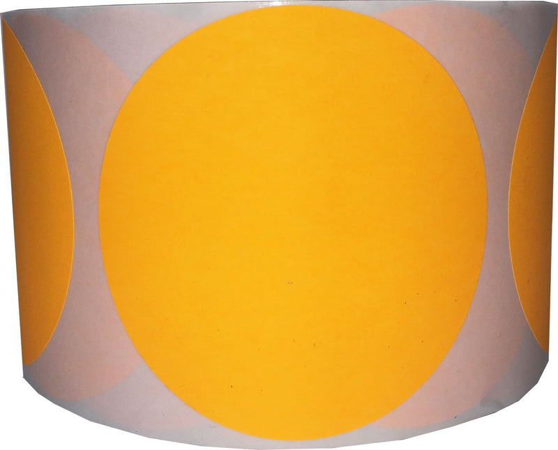 Fluorescent Orange Color Coding Labels for Organizing Inventory 3 Inch Round Circle Dots 500 Total Adhesive Stickers On A Roll