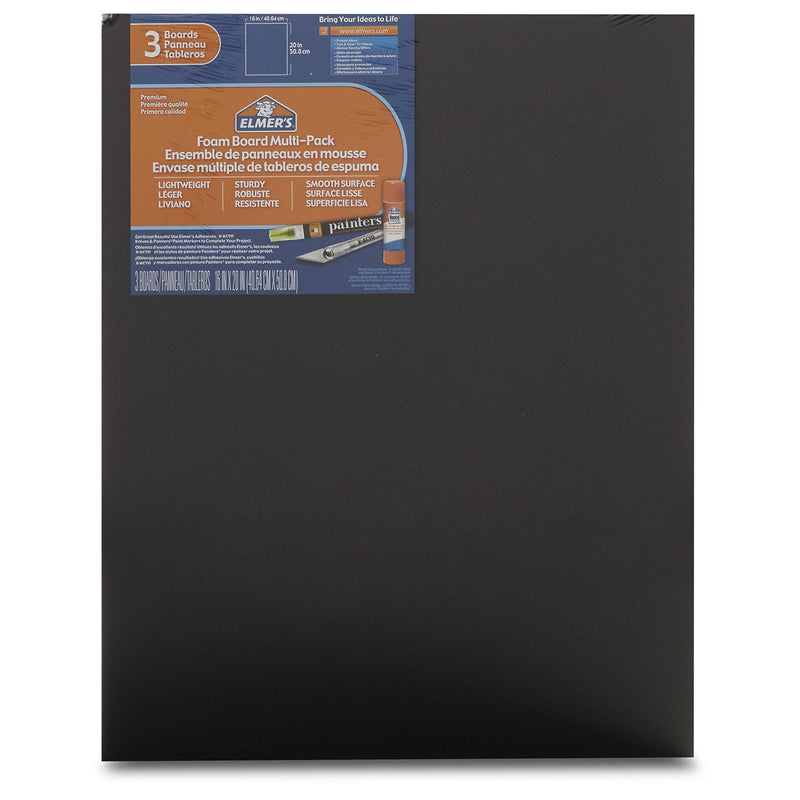 Elmer's Foam Board Multi-Pack, Black, 16x20 Inch, Pack of 3 16 x 20 Inches 3-Pack