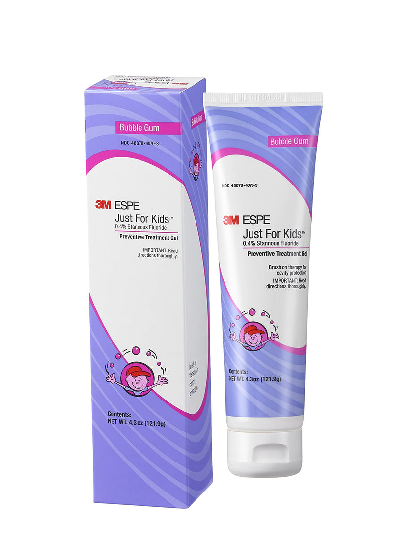 3M Just For Kids 0.4% Stannous Fluoride Brush On Gel, Extra Cavity Protection, Use After Toothpaste, Bubble Gum, 4.3 oz