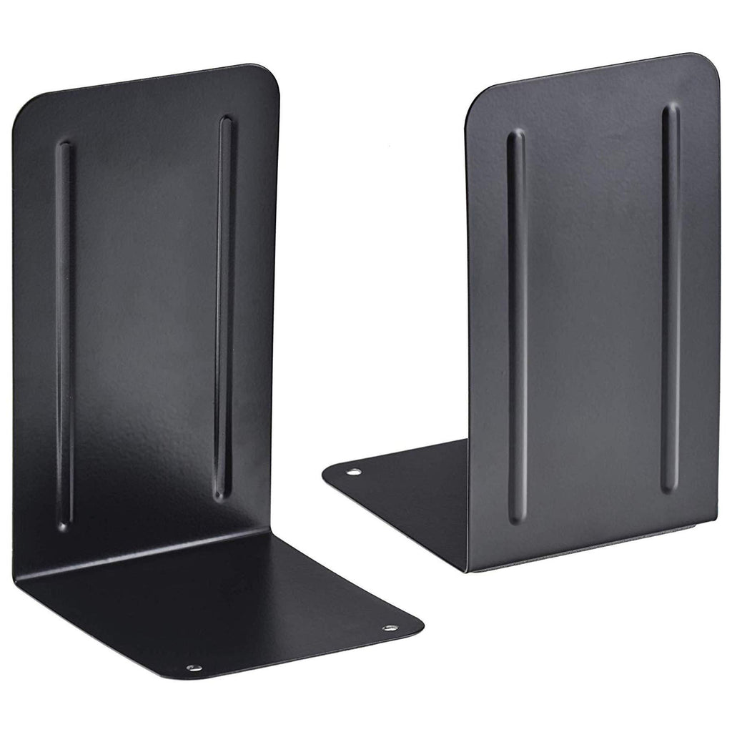 Acrimet Premium Metal Bookends (Heavy Duty) (Black Color) (1 Pair) Black