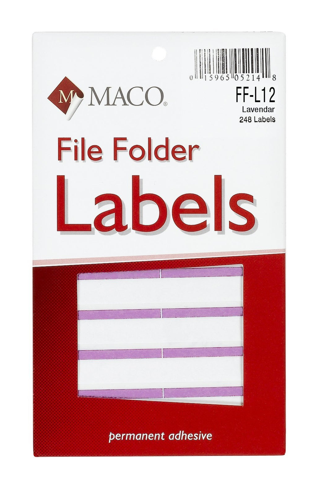 MACO Lavender File Folder Labels, 9/16 x 3-7/16 Inches, 248 Per Box (FF-L12)