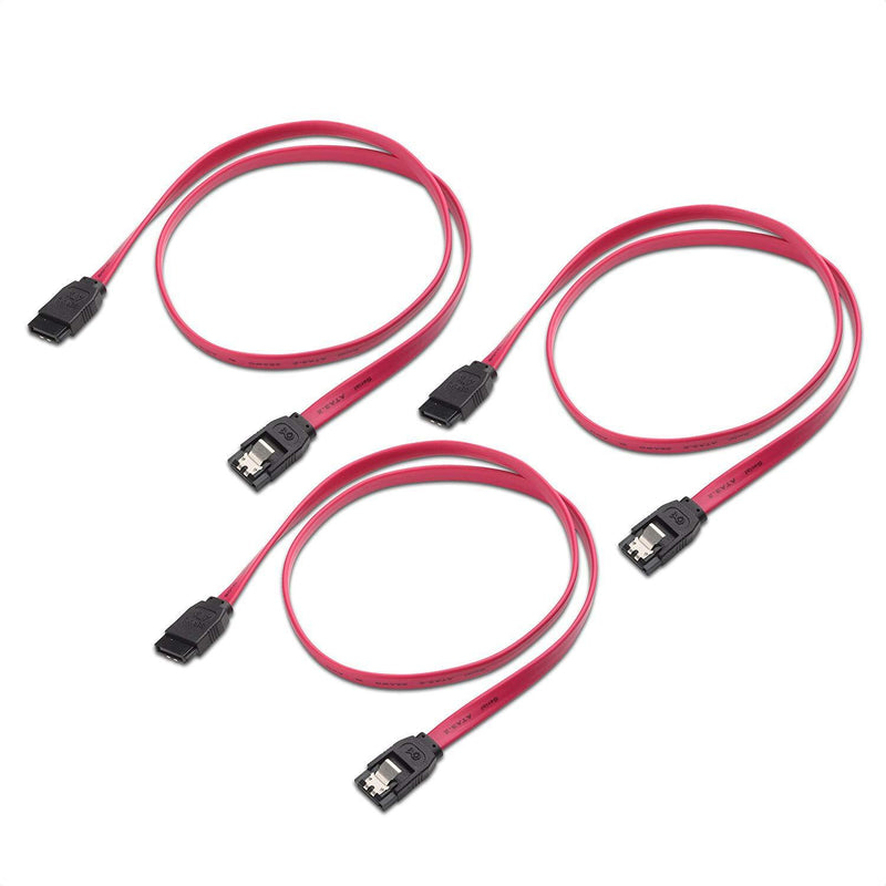 Cable Matters 3-Pack Straight SATA III 6.0 Gbps SATA Cable (SATA 3 Cable) Red - 18 Inches