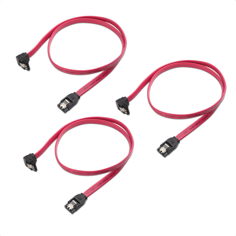 Cable Matters 3-Pack 90 Degree Right Angle SATA Cable 24 Inches (6.0 Gbps SATA III Cable, SATA Cable for SSD, SATA SSD Cable, SATA 3 Cables) Red