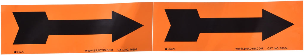 Brady 76504 Self-Sticking Vinyl Arrow, 2-1/4" Height x 7" Width, Black on Orange