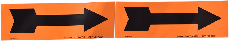 Brady 76504 Self-Sticking Vinyl Arrow, 2-1/4" Height x 7" Width, Black on Orange