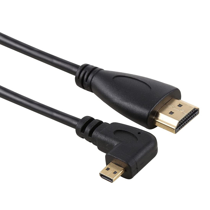 CY Right Angled 90 Degree Micro HDMI to HDMI Male HDTV Cable 150cm for Cell Phone & Tablet 1.5m