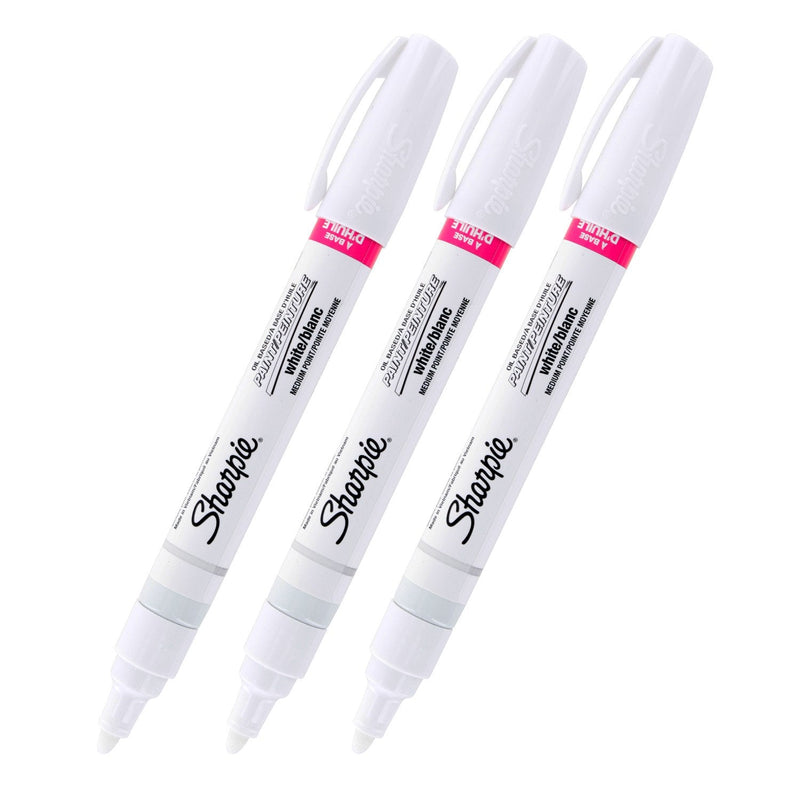 Sharpie, Medium Point, White Ink, Oilased Paint Marker, Pack of 3 1