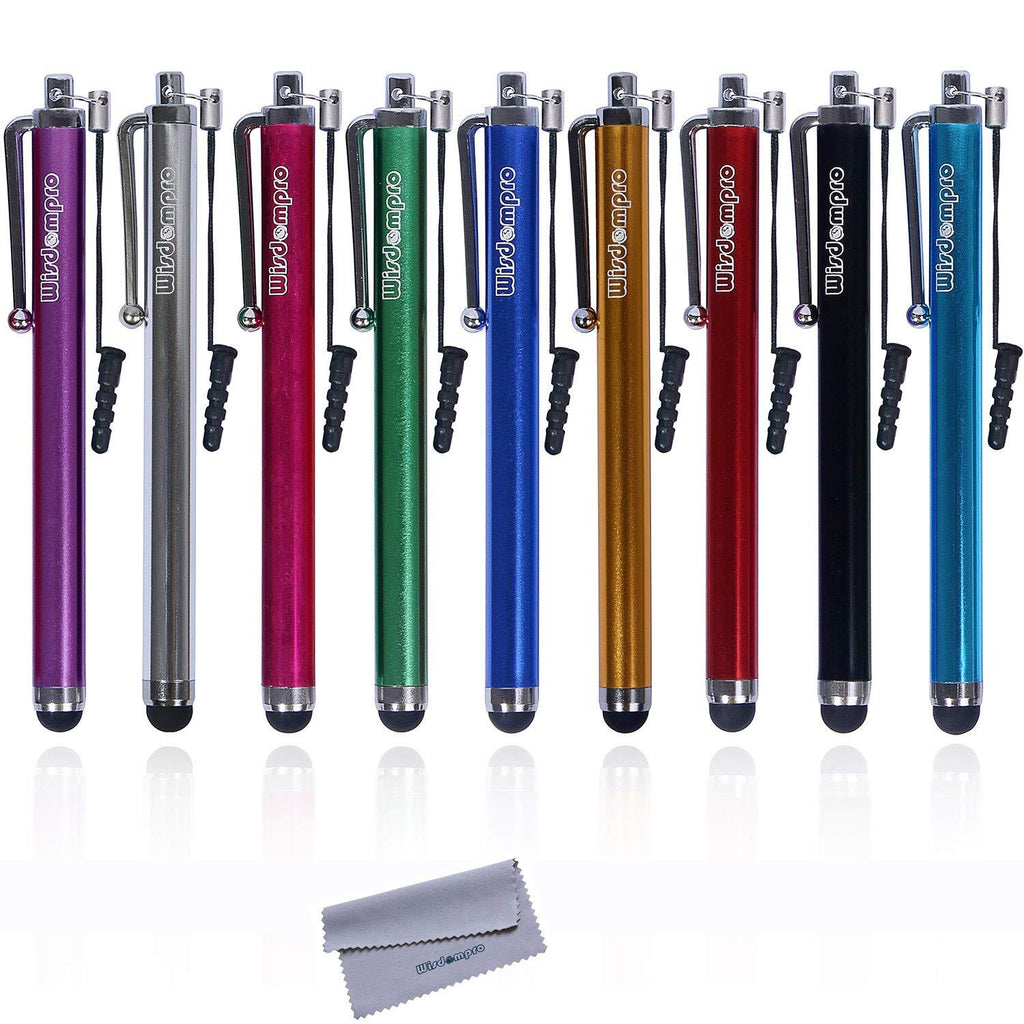 Wisdompro 9-Pack 4.5-Inch Stylus for Capacitive Touch Screen - Black / Silver / Golden / Green / Red / Blue / Light Blue / Hot Pink / Purple 9-Color Pack