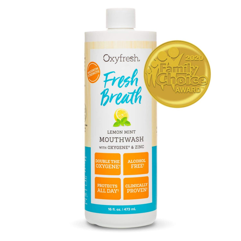 Premium Oxyfresh Lemon Mint Fresh Breath Mouthwash – Oral Rinse for Bad Breath – SLS & Fluoride Free Mouthwash – Alcohol Free, Gentle Non Burning Mouthwash with Xylitol & Essential Oils, 16 oz Top Seller 16 Ounce