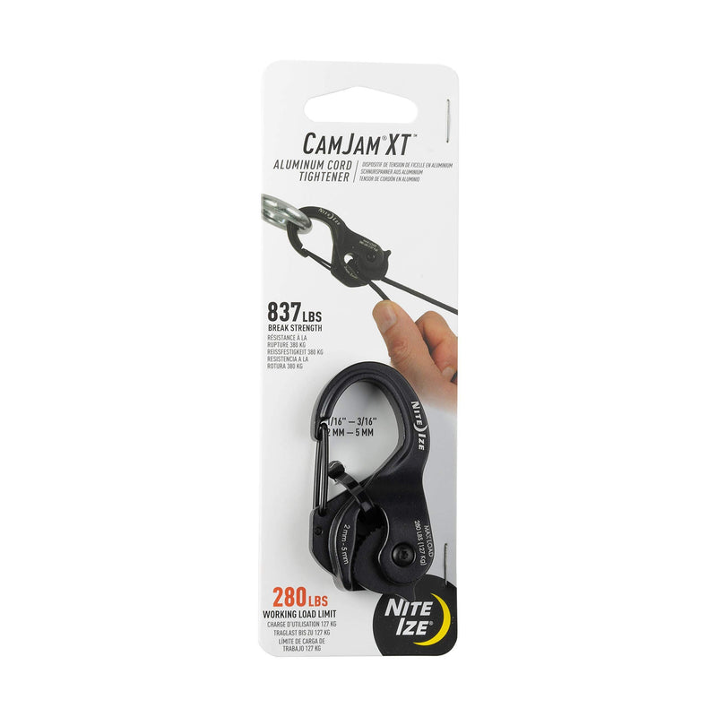Nite Ize CamJam XT Aluminum Tie Down Cam Mechanism With Carabiner Clip Cord Tightener