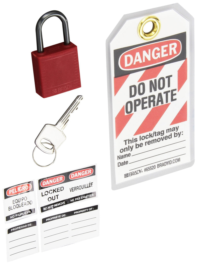 Brady Compact Lockout Tagout Padlock Personal Safety Kit - 123143 - Red