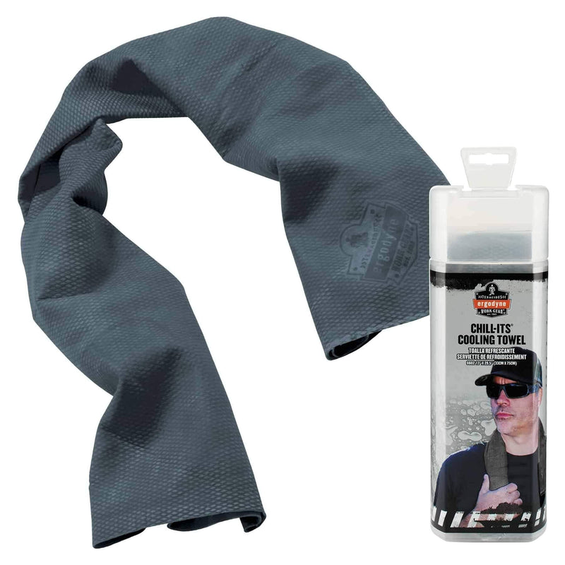 Ergodyne Chill Its 6602 Cooling Towel, Long Lasting Cooling Relief Gray