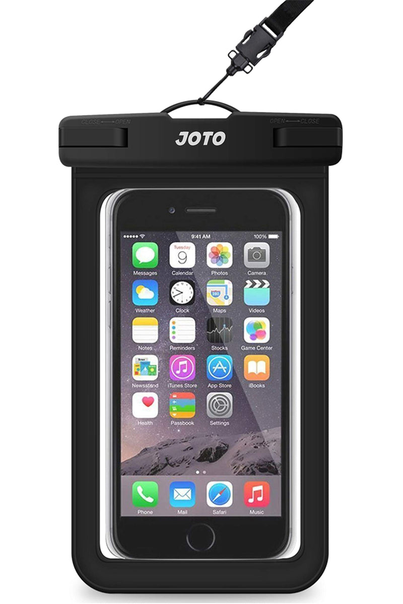 JOTO Universal Waterproof Pouch Cellphone Dry Bag Case for iPhone 13 Pro Max Mini, 12 11 Pro Max Xs Max XR X 8 7 6S Plus SE, Galaxy S20 S20+ S10 Plus S10e /Note 10+ 9, Pixel 4 XL up to 7" -Black Black