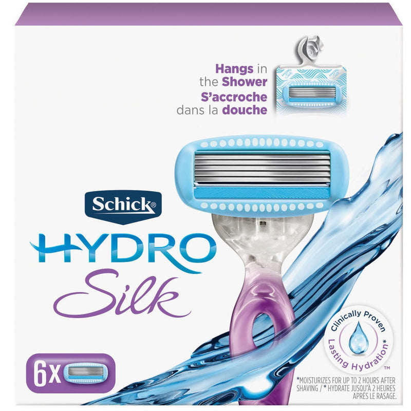 Schick Hydro Silk Hang-In Shower Razor Blade Refills for Women, 6 Count 6 Count (Pack of 1)