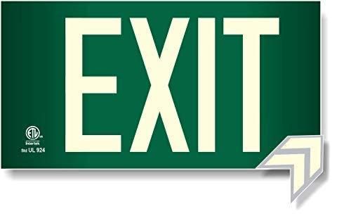 Photoluminescent Exit Sign Green - Aluminum Code Approved Aluminum UL 924 / IBC / NFPA 101