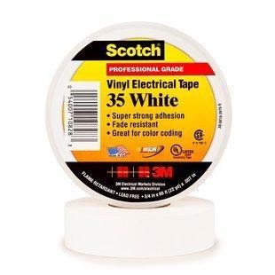 3M 35 WHITE (1/2"X20FT) TAPE, INSULATION, PVC, WHITE, 0.5INX20FT (10 pieces)