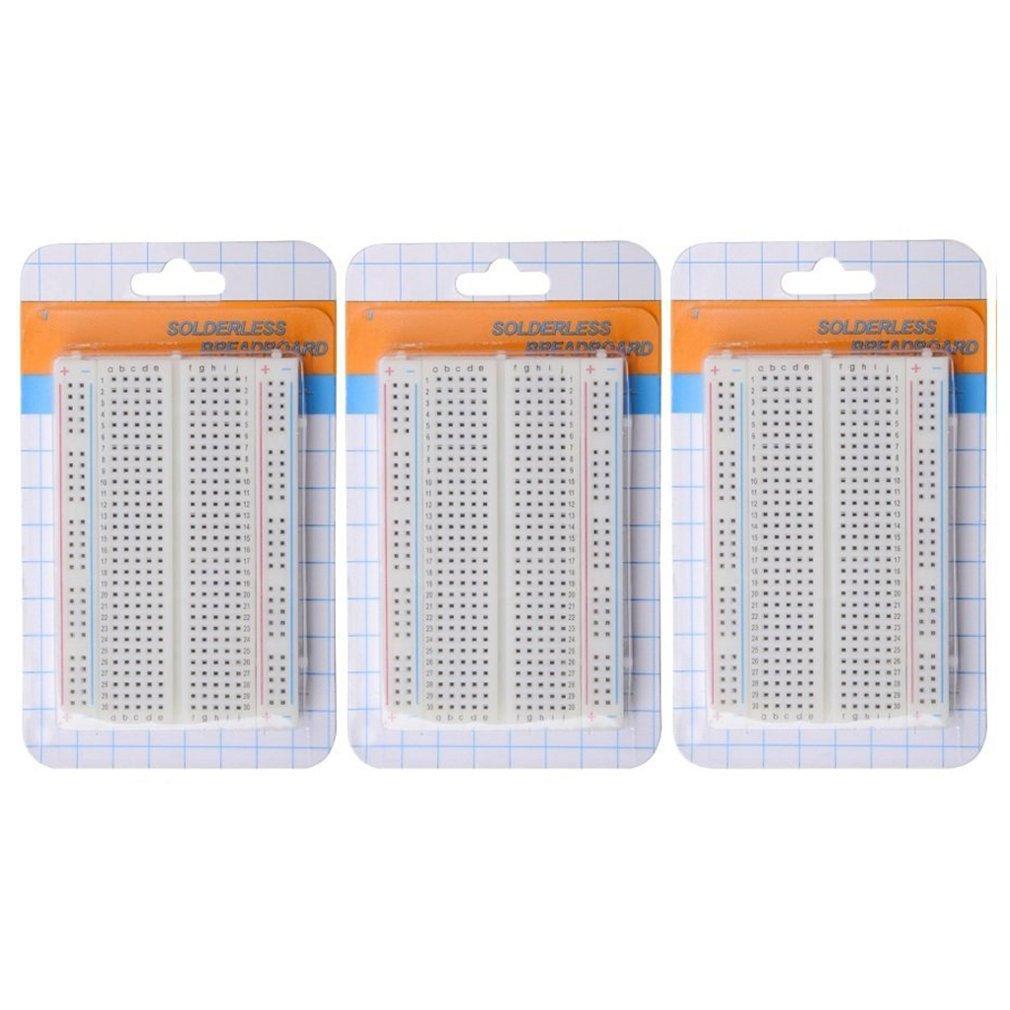 HiLetgo 3pcs 400 Ties Mini Solderless Breadboard Universal 400 Contacts Solderless Breadboard 400 Points Prototyping Shield for Electronics Testig DIY