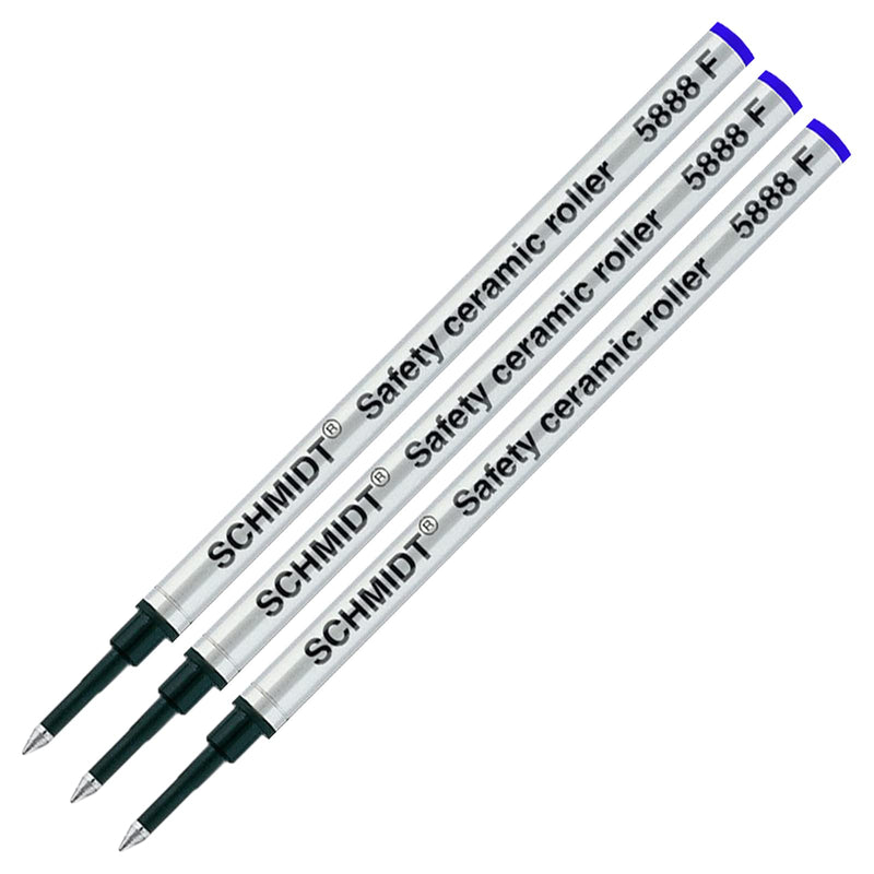 3 Pack - Blue Fine Schmidt 5888 Rollerball Metal Refill