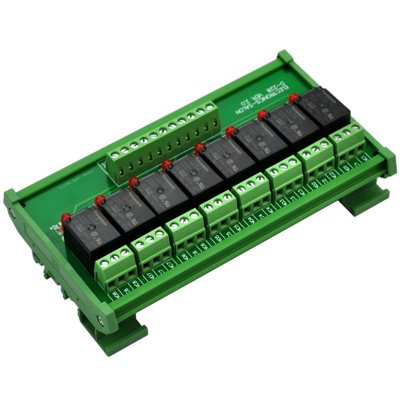 Electronics-Salon DIN Rail Mount 8 SPDT Power Relay Interface Module. (Operating Voltage: DC 5V) Operating Voltage: DC 5V