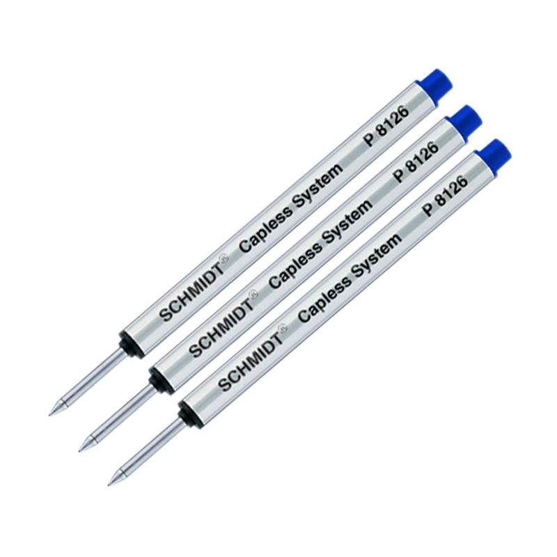 3 Pack - Schmidt P8126 Short Capless Rollerball - Blue Ink