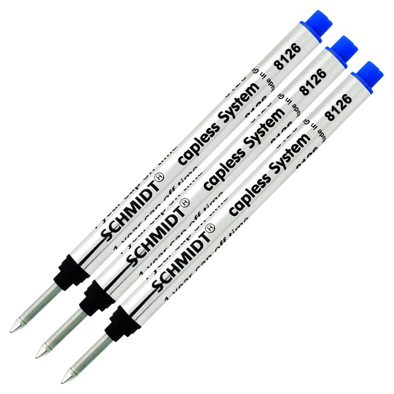 3 Pack - Schmidt 8126 Capless Rollerball - Blue Ink