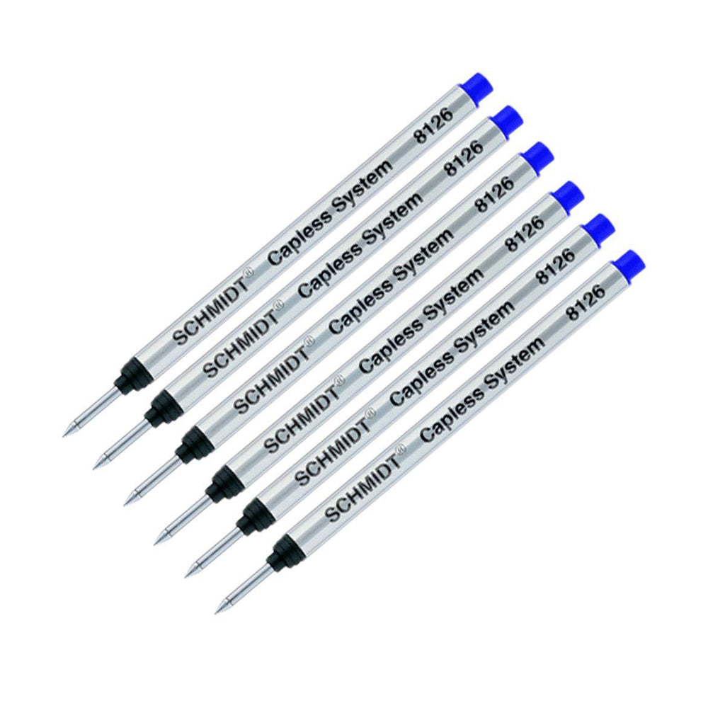 6 Pack - Schmidt 8126 Capless Rollerball - Blue Ink