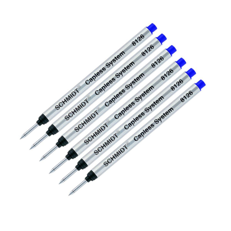 6 Pack - Schmidt 8126 Capless Rollerball - Blue Ink