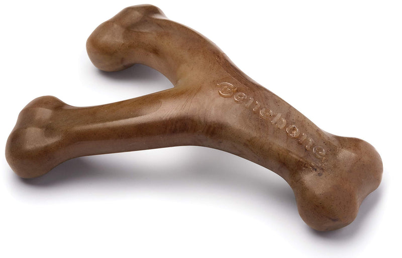 Benebone Real Bacon Durable Wishbone Dog Chew Toy for Aggressive Chewers, Made in USA Small