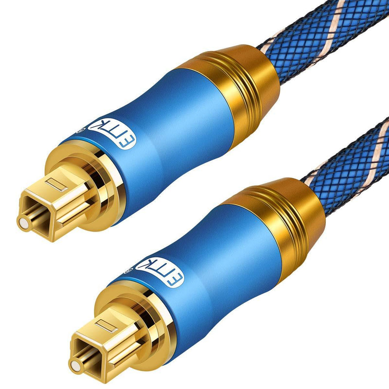 Optical Audio Cable Digital Toslink Cable - [Nylon Braided Jacket,Durable and Flexible] EMK Fiber Optic Cord for Home Theater, Sound bar, TV, PS4, Xbox & More (6Ft/1.8M) 6Ft/1.8M