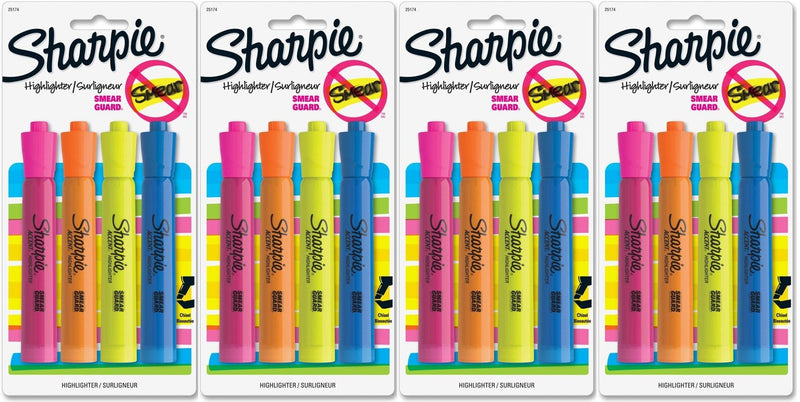 Sharpie Accent Tank-Style Highlighters, Colored Highlighters [25174PP] 4 Count (Pack of 4) Total 16 highlighters