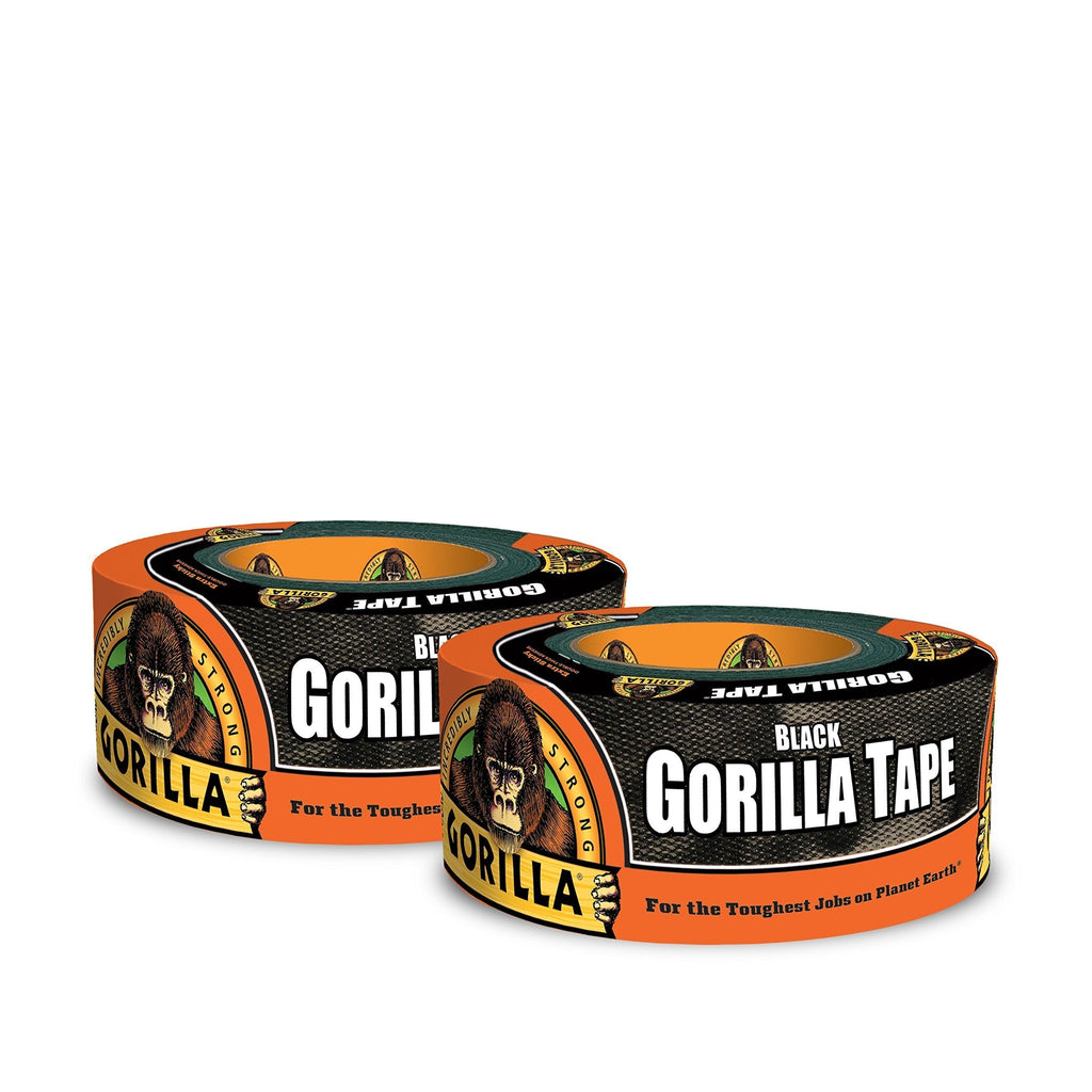 Gorilla Black Duct Tape, 1.88" x 12 yd, Black, (Pack of 2) 2 Pack