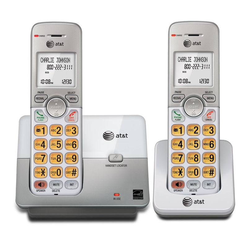 AT&T EL51203 DECT 6.0 Phone with Caller ID/Call Waiting, 2 Cordless Handsets, Silver 2 Handsets