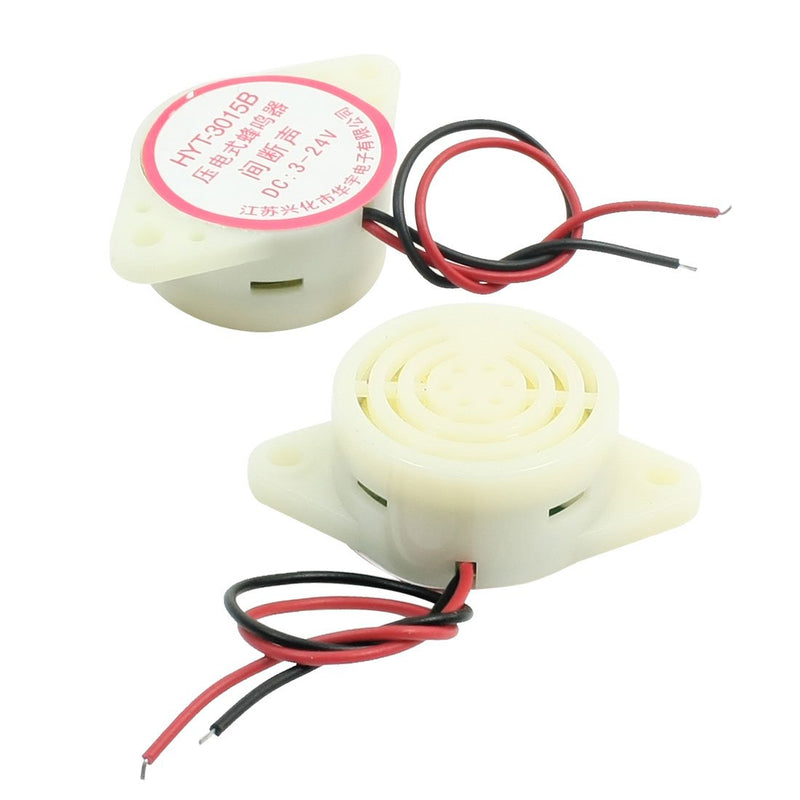 uxcell 2pcs HYT-3015B DC 3-24V 80dB Intermittent Sound Piezoelectric Buzzer
