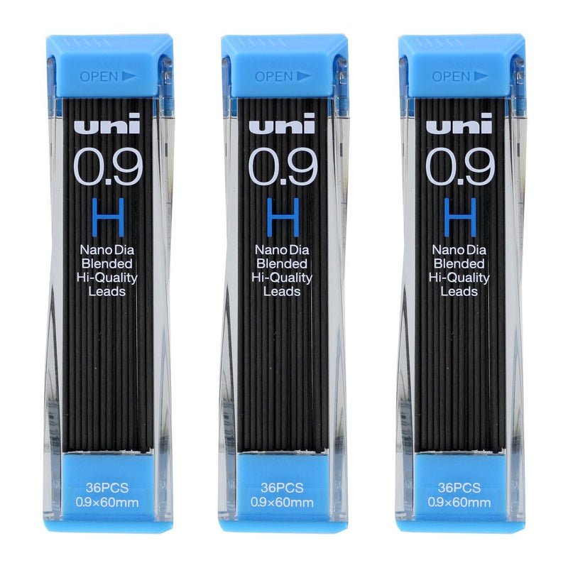 Uni-Ball Nano Lead Mechanical Pencil Lead Refills, 0.9mm, H, Black Lead, Pack of 108