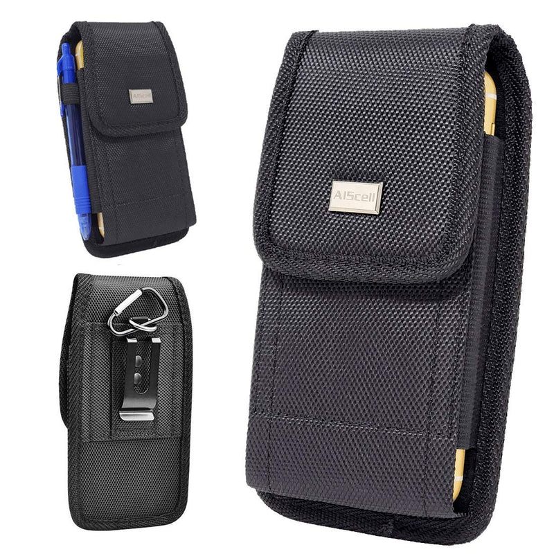 AISCELL Metal Clip Tactical Holster ,Rugged Nylon Pouch Belt Case for Iphone 12 Pro Max,11, 11 Pro Max, Xs Max, Xr, 8 Plus ,7 Plus, 6S 6 Plus with Hybrid Armor Protective Cover ,Waterproof Case ,Battery Case on