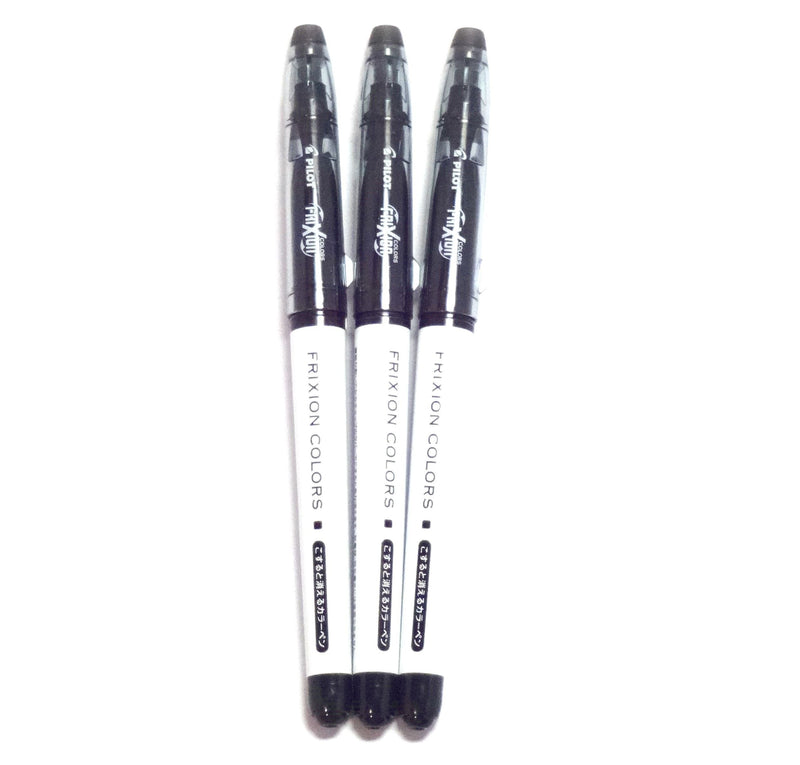 Pilot FriXion Colors Erasable Marker Black, 3 pens per Pack (Japan import) [Komainu-Dou Original Package]